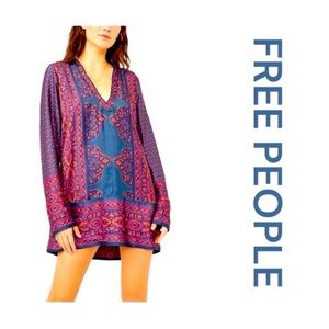 FREE PEOPLE Meadow Mod Mini Dress Moody Combo, Long Sleeve, Size M.